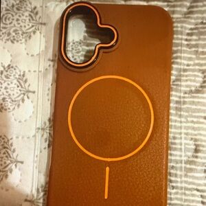 Elegant Brown Phone Case with Orange Accents